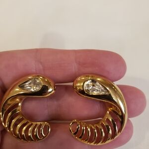Vtg Trifari -Elegant Gold Earrings with Crystal Accents